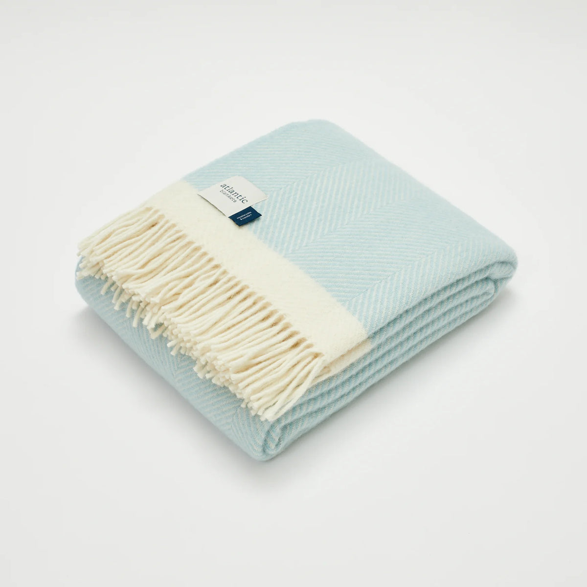 Light Duck Egg Blue Herringbone Blanket (XL)