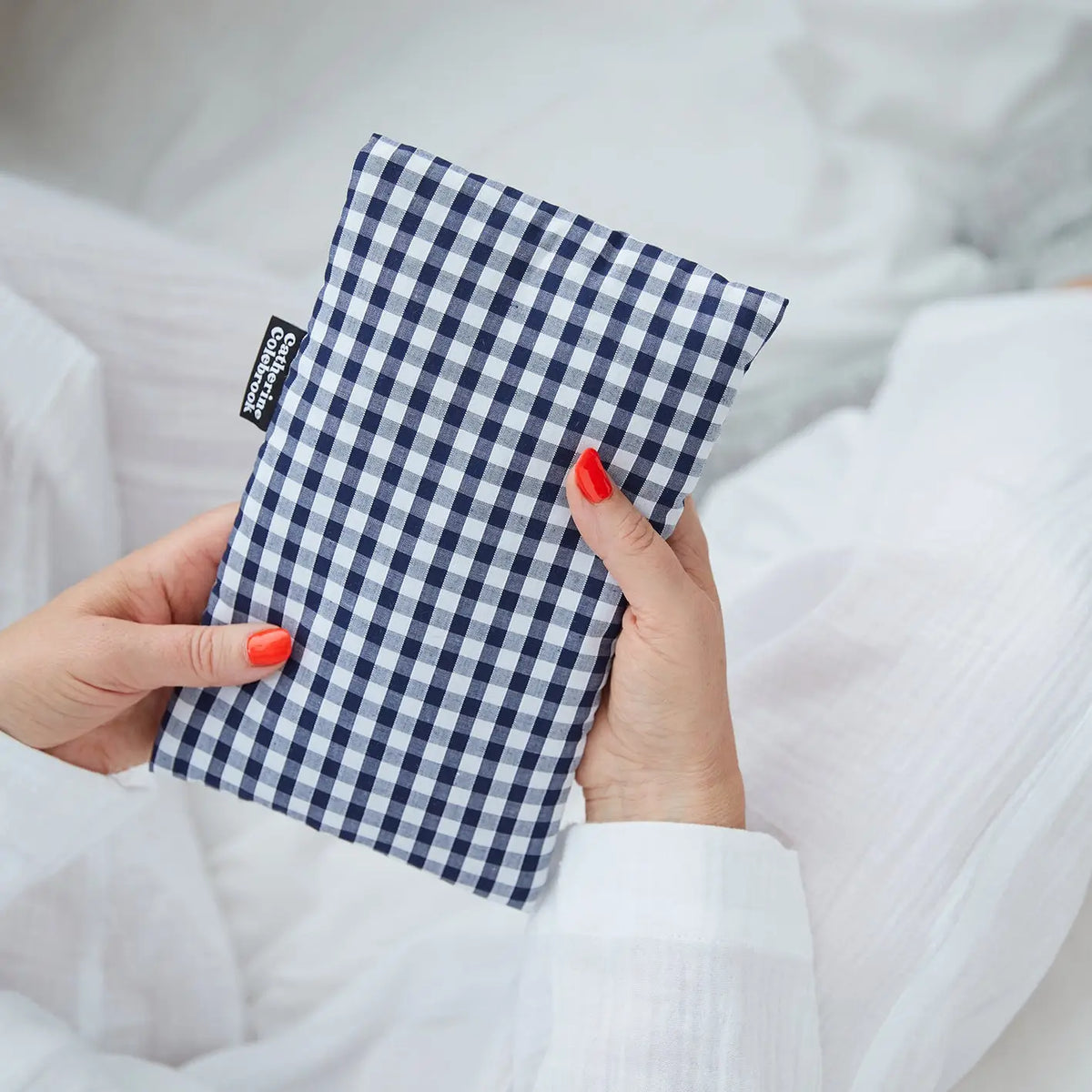 Mini Hot Water Bottle Navy Gingham