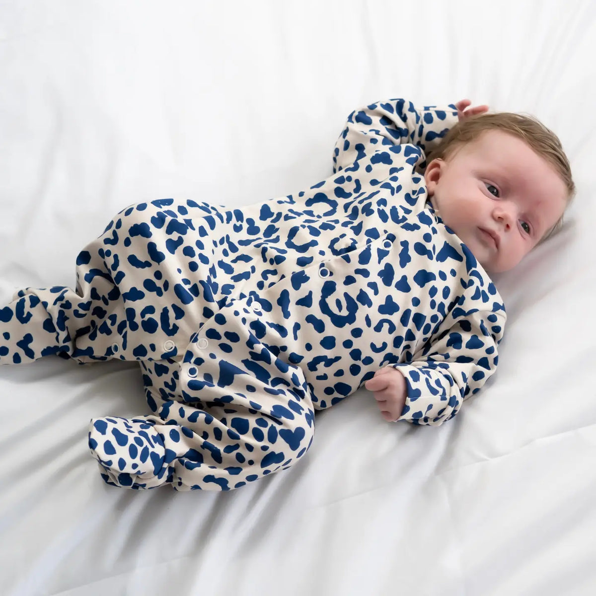 Baby Sleepsuit- Blue Leopard