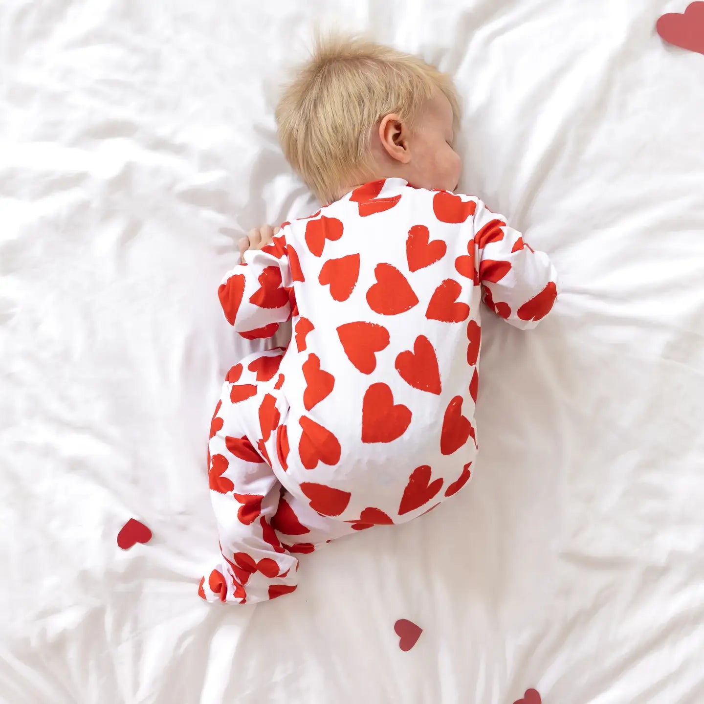 Red Hearts Baby Sleepsuit