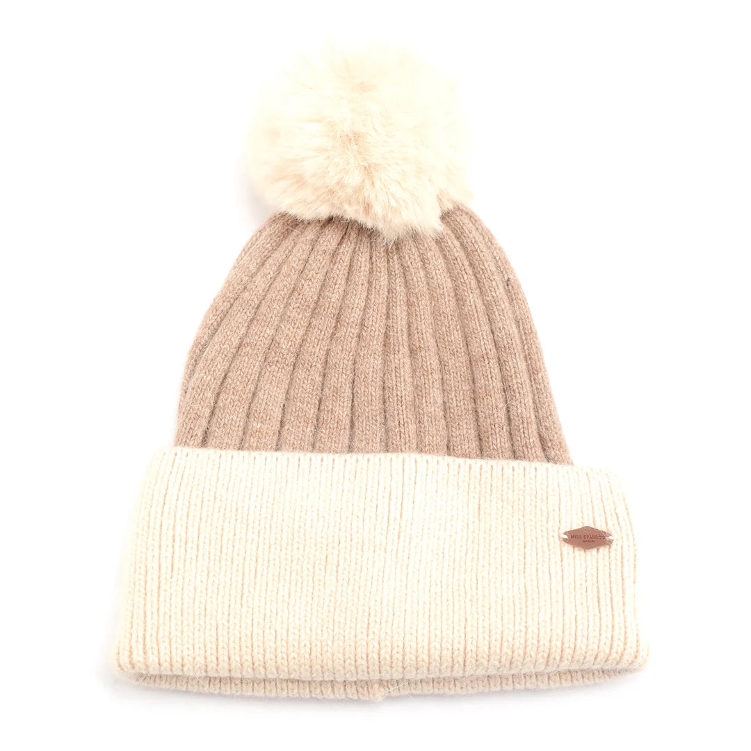 Beige Bobble Hat