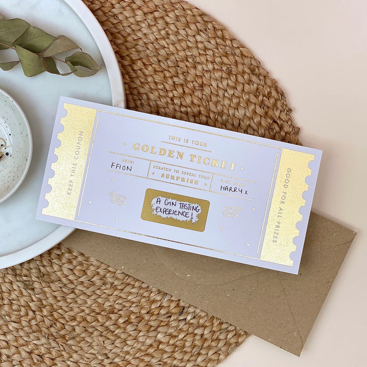 Golden Ticket Scratch Card -Add Your Message