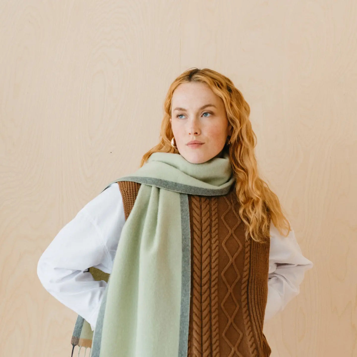 Cashmere &amp; Merino Scarf in Green