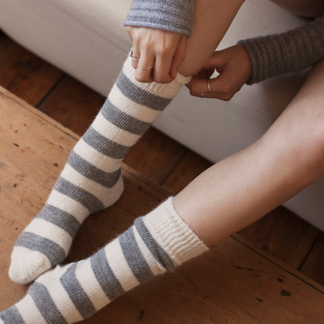 Ladies Stripy Alpaca Socks